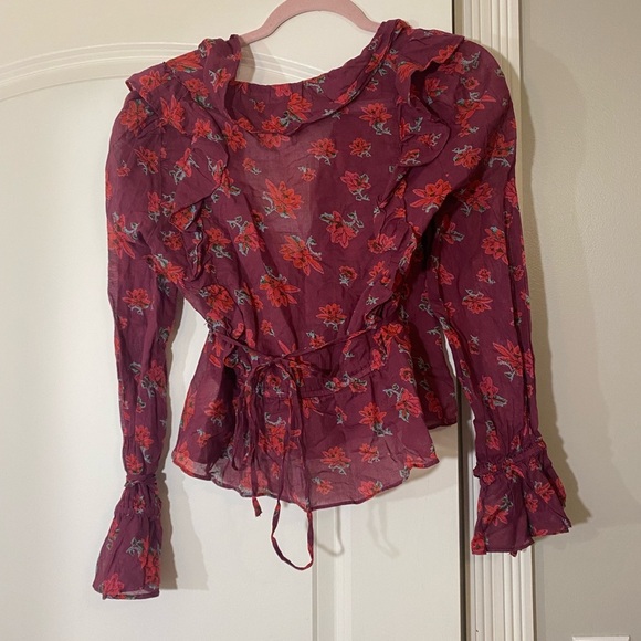 Free People Amanda‎ Ruffle Long Sleeve Top NWT - Picture 7 of 7